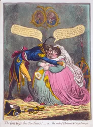 Der erste Kuss seit zehn Jahren! Oder die Begegnung von Britannia und Bürger François, veröffentlicht 1803